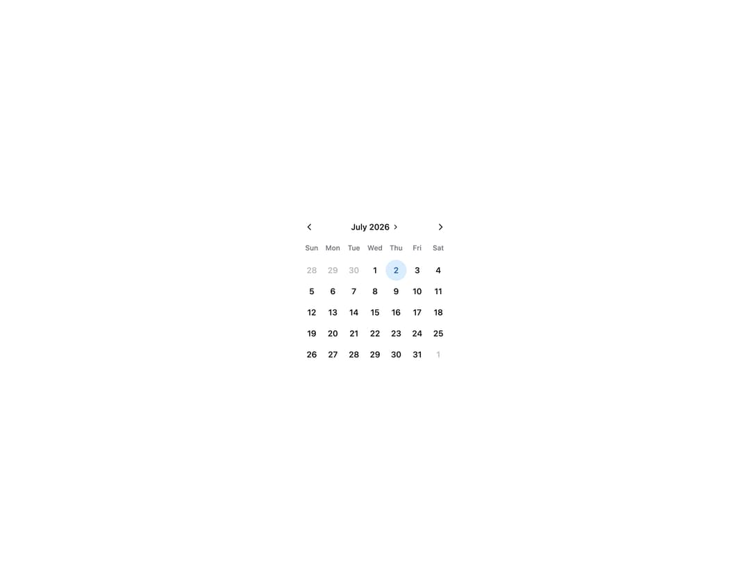 HeroUI Calendar preview