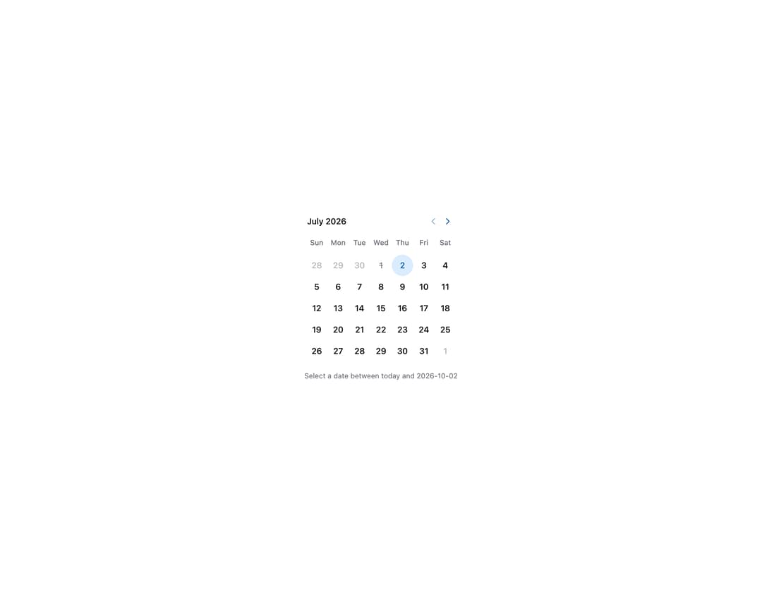 HeroUI Calendar preview