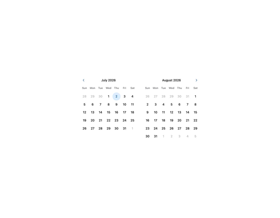 HeroUI Calendar preview