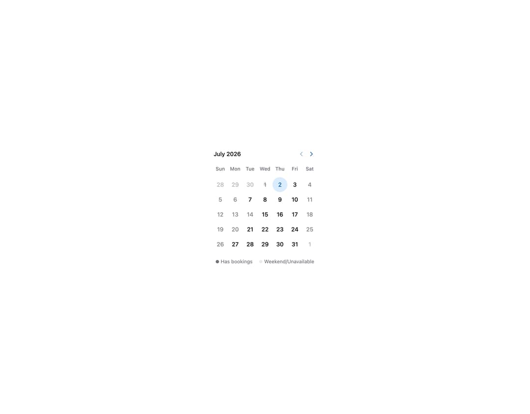 HeroUI Calendar preview