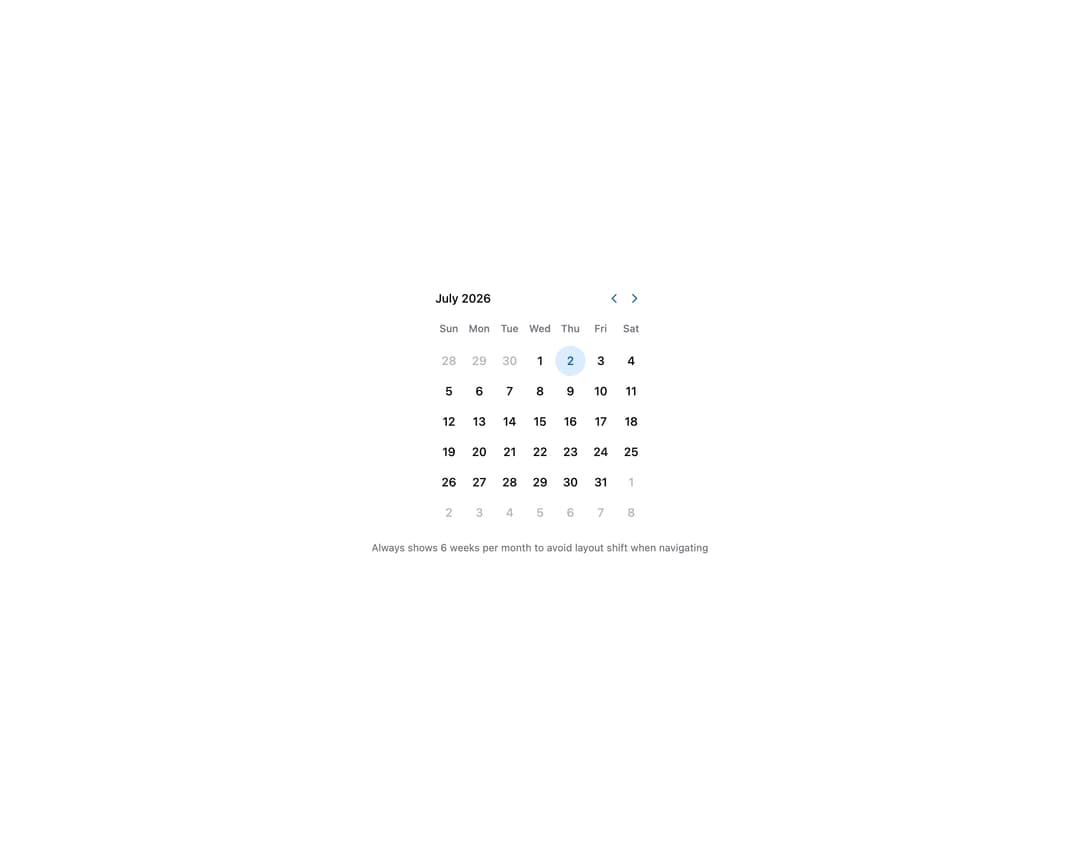 HeroUI Calendar preview