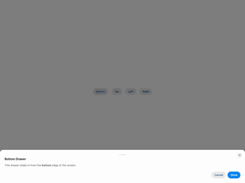 HeroUI Drawer preview