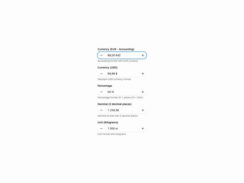 HeroUI Number Field preview