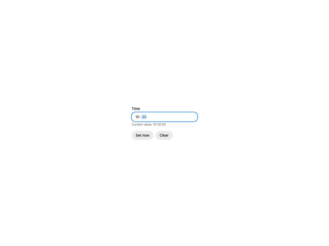 HeroUI Time Field preview