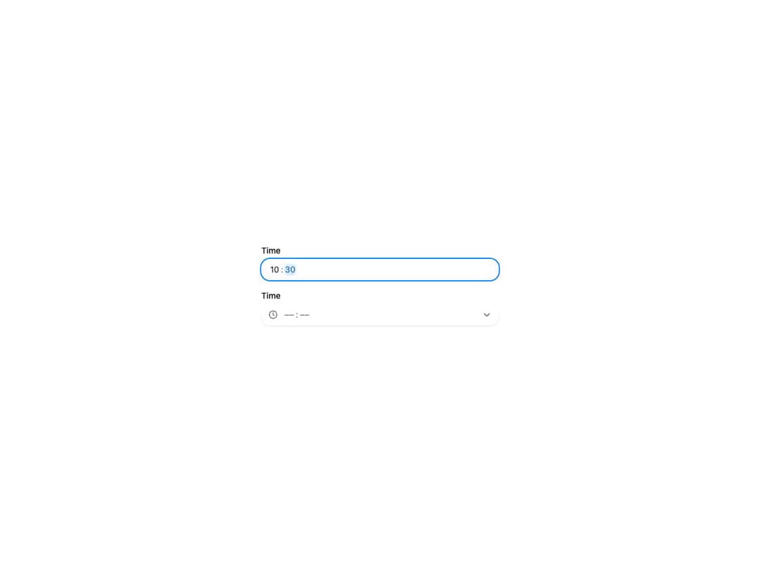 HeroUI Time Field preview