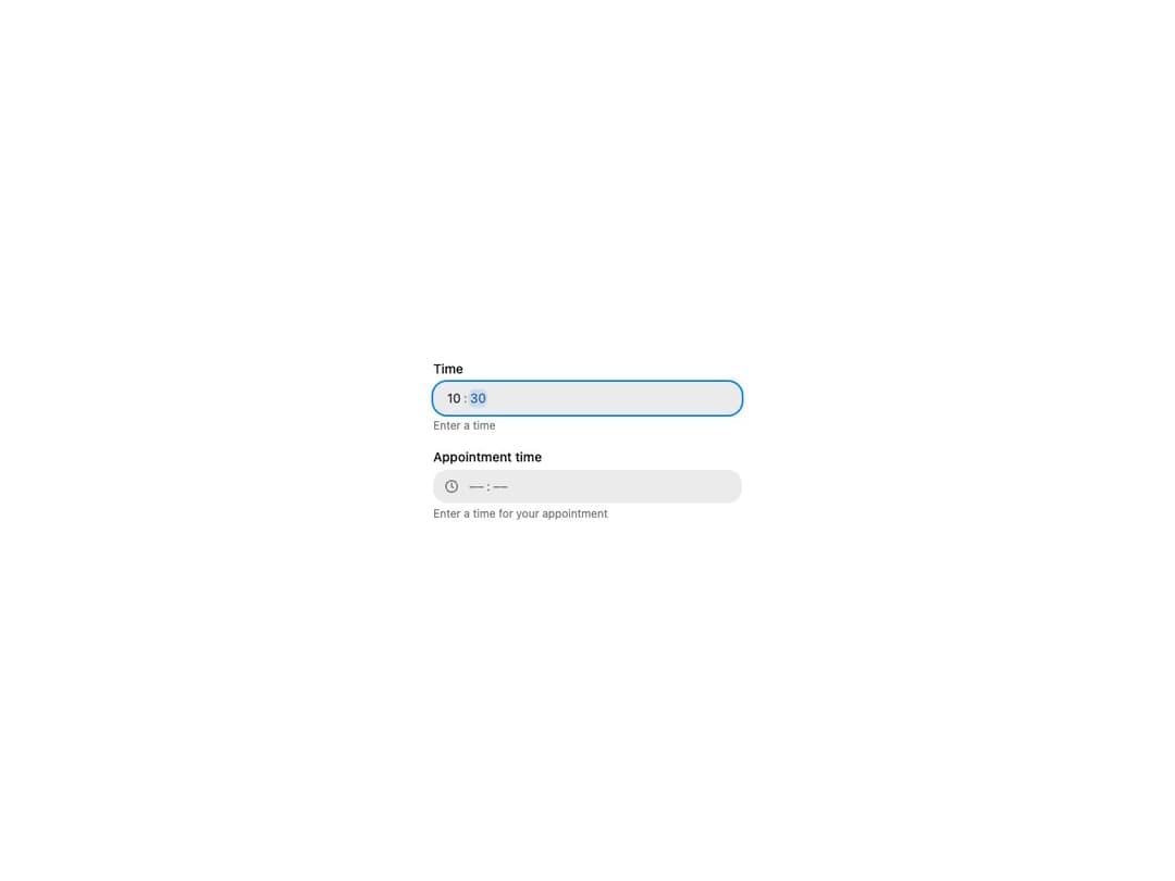 HeroUI Time Field preview