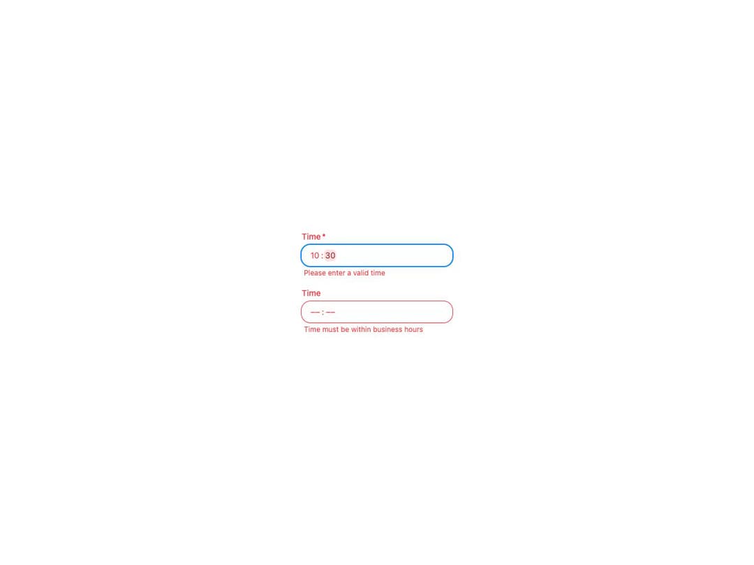 HeroUI Time Field preview
