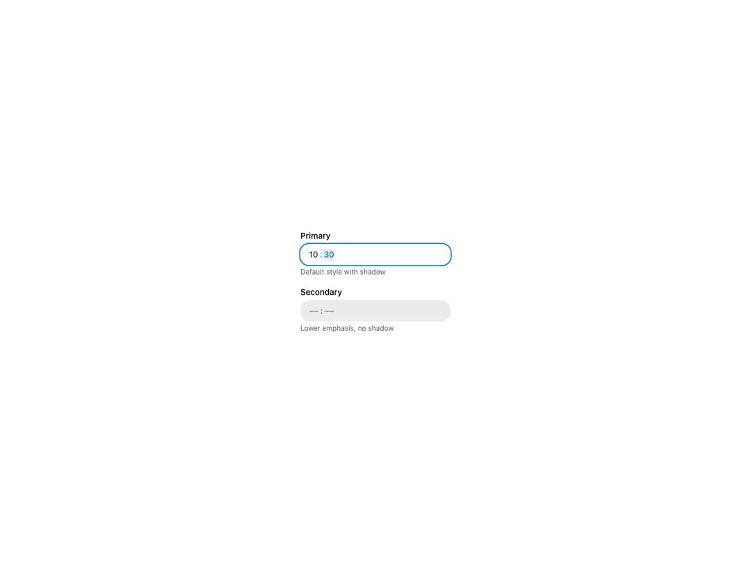 HeroUI Time Field preview