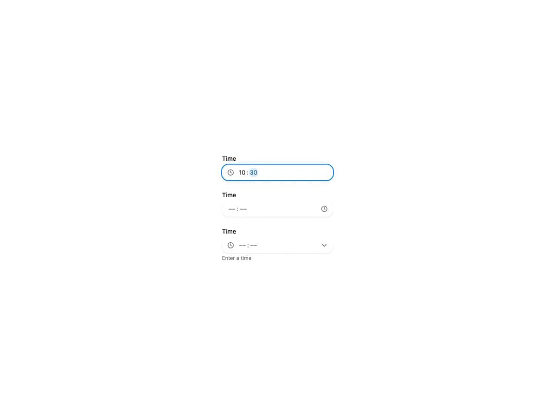 HeroUI Time Field preview