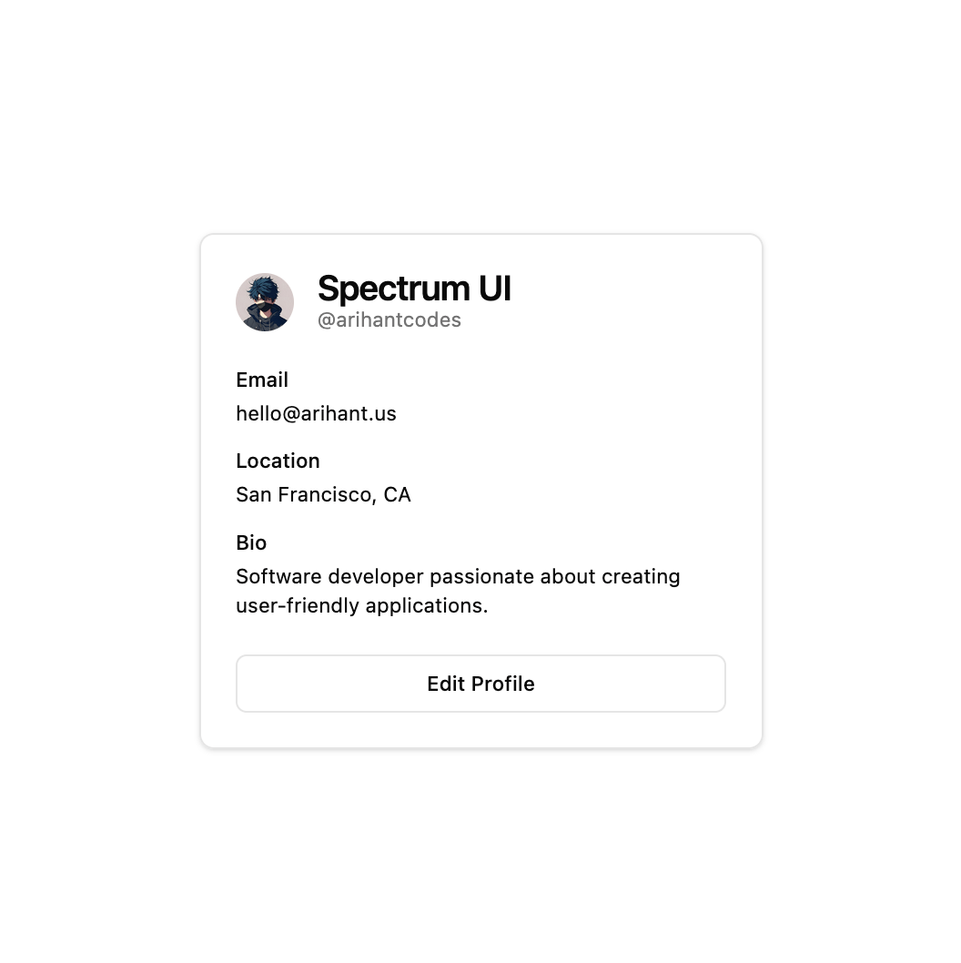 Login Card preview