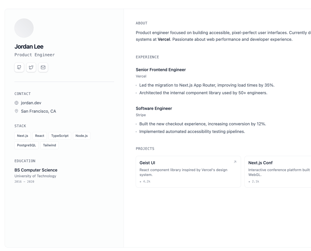 Minimal Resume preview