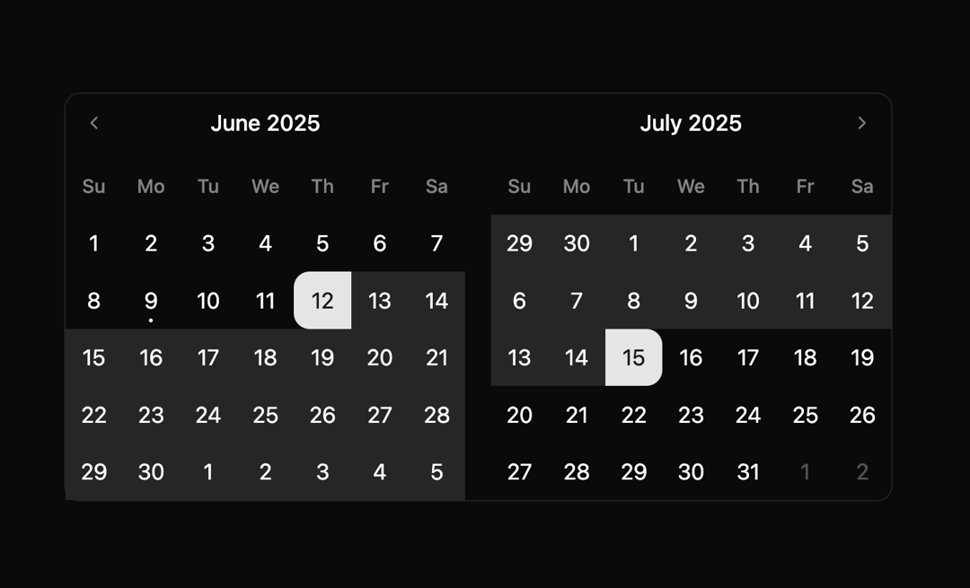 Multiple months range preview