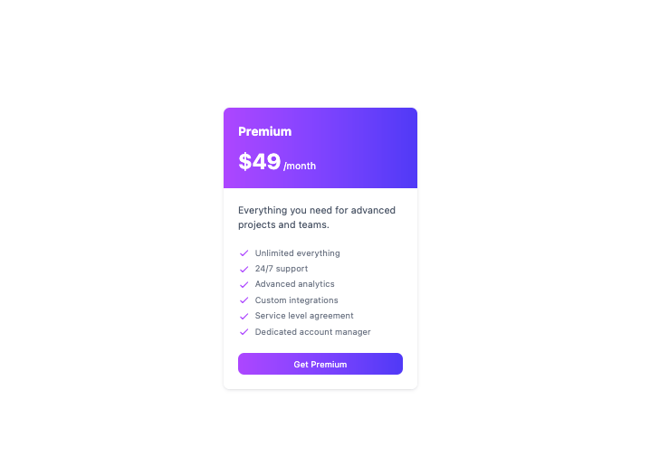 Pricing Cards preview