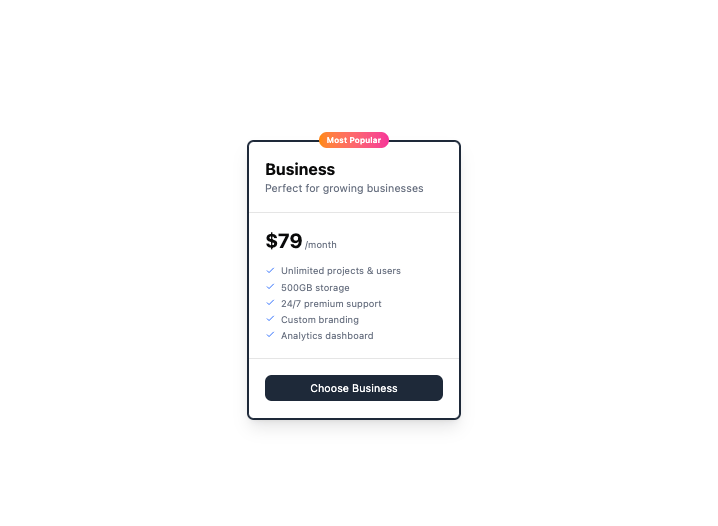 Pricing Cards preview