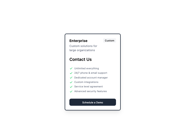 Pricing Cards preview