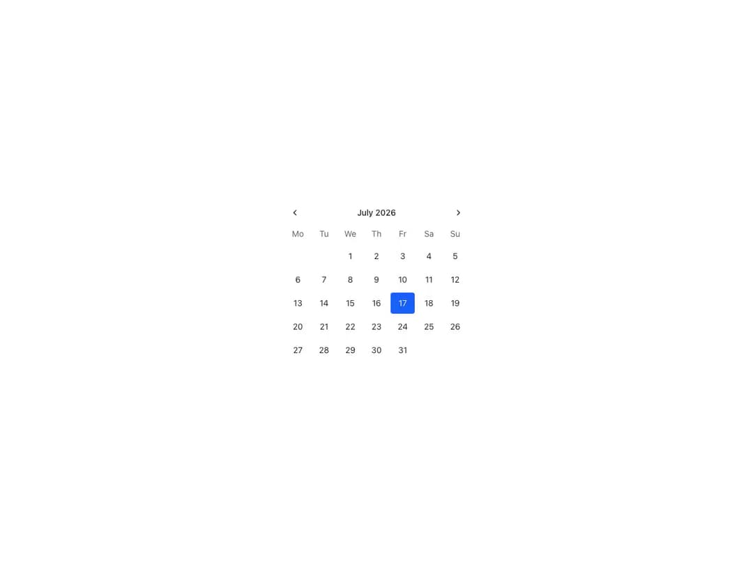 Reshaped Calendar preview