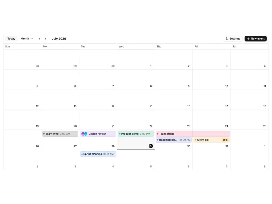 ReUI Event Calendar preview