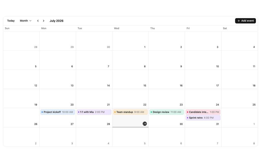 ReUI Event Calendar preview