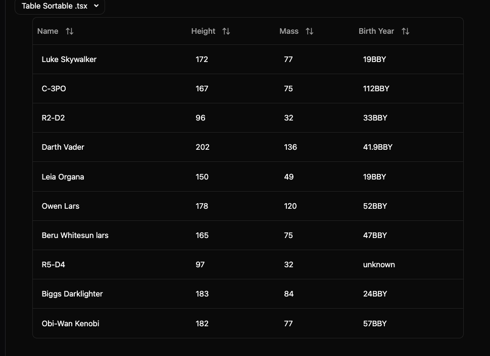 Table preview
