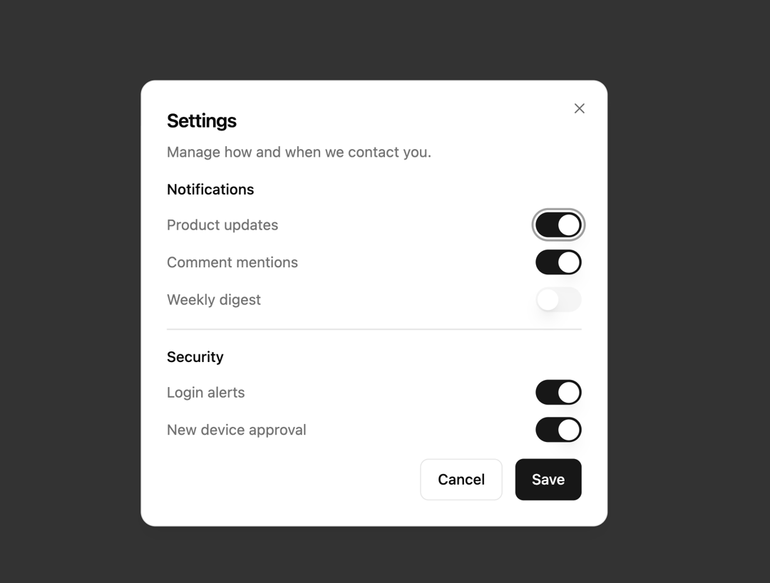 The Dialog preview