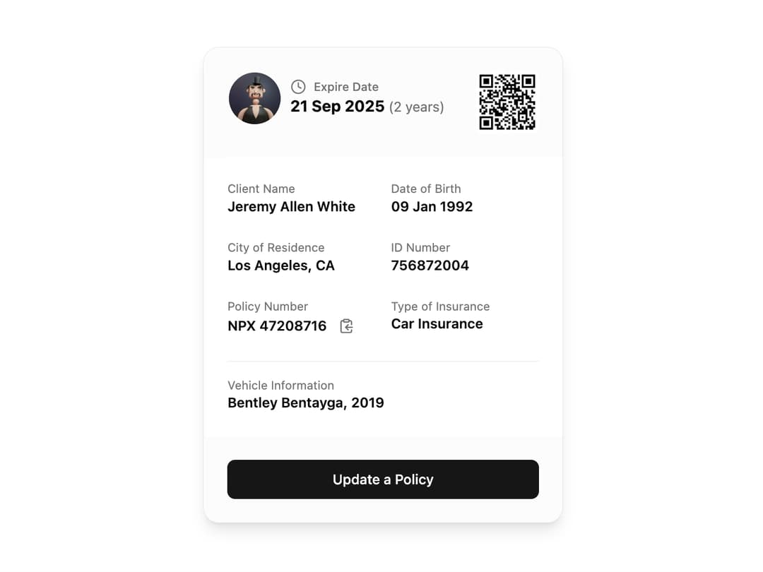 Insurance Card preview