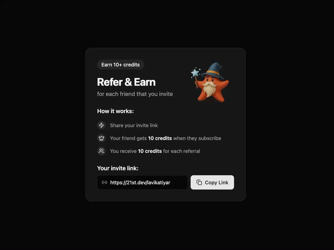 Referral Card preview