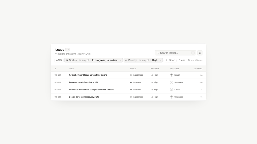 Advanced Data Table Filter Builder preview