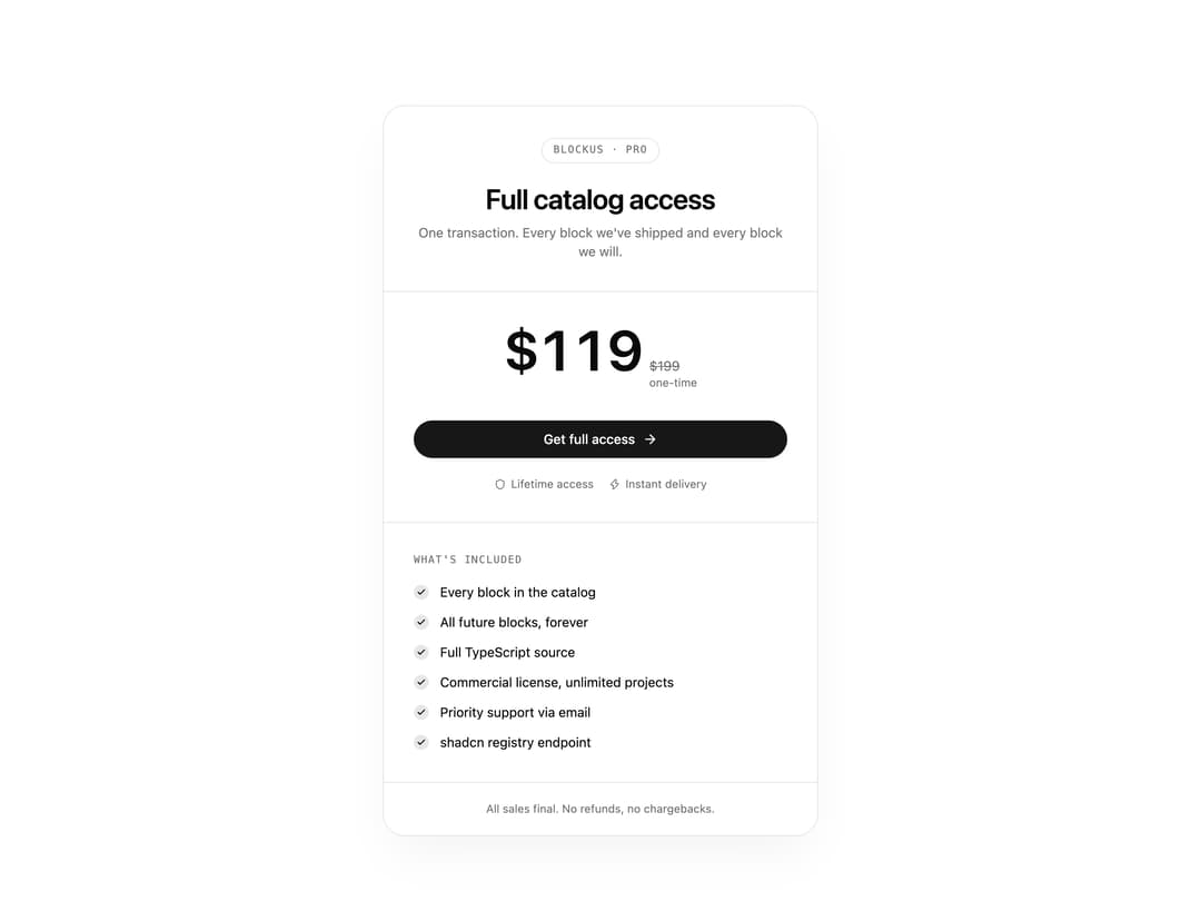 Single Plan Pricing Card preview
