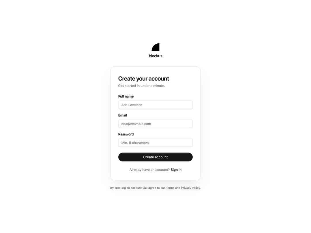 Centered Sign-Up Card preview