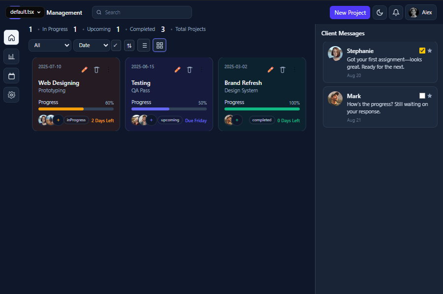 Project Management Dashboard preview