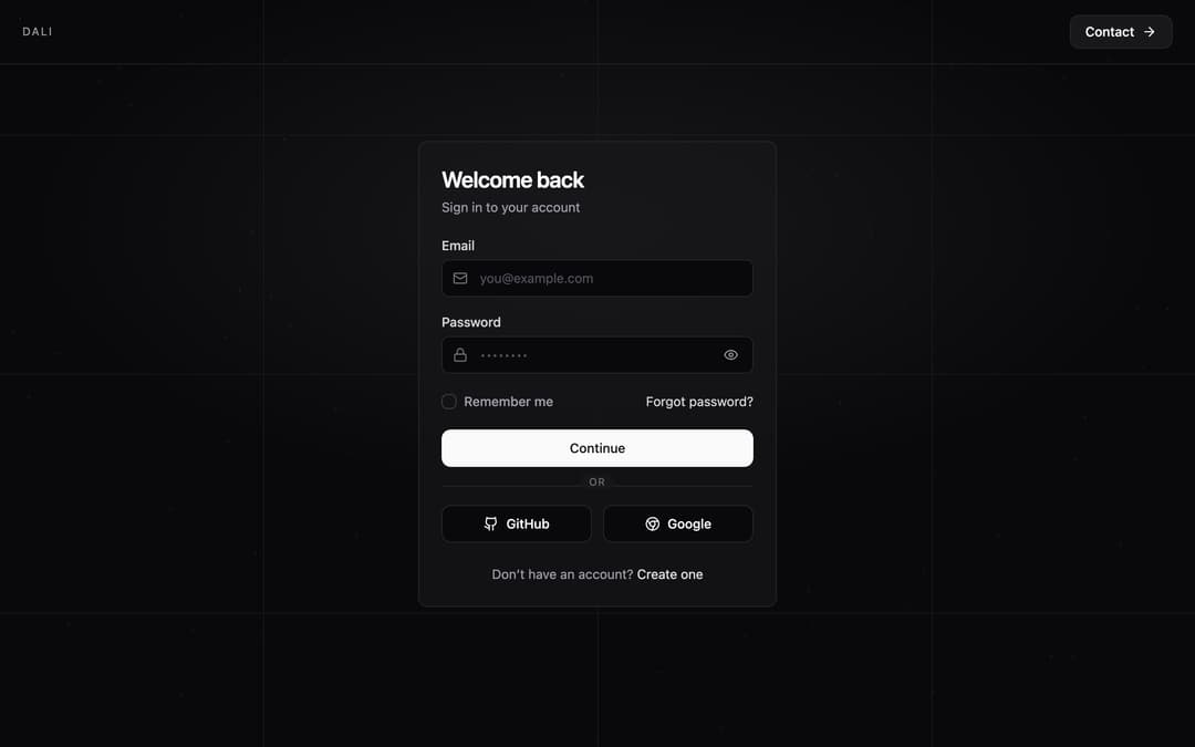 Login / Signup preview