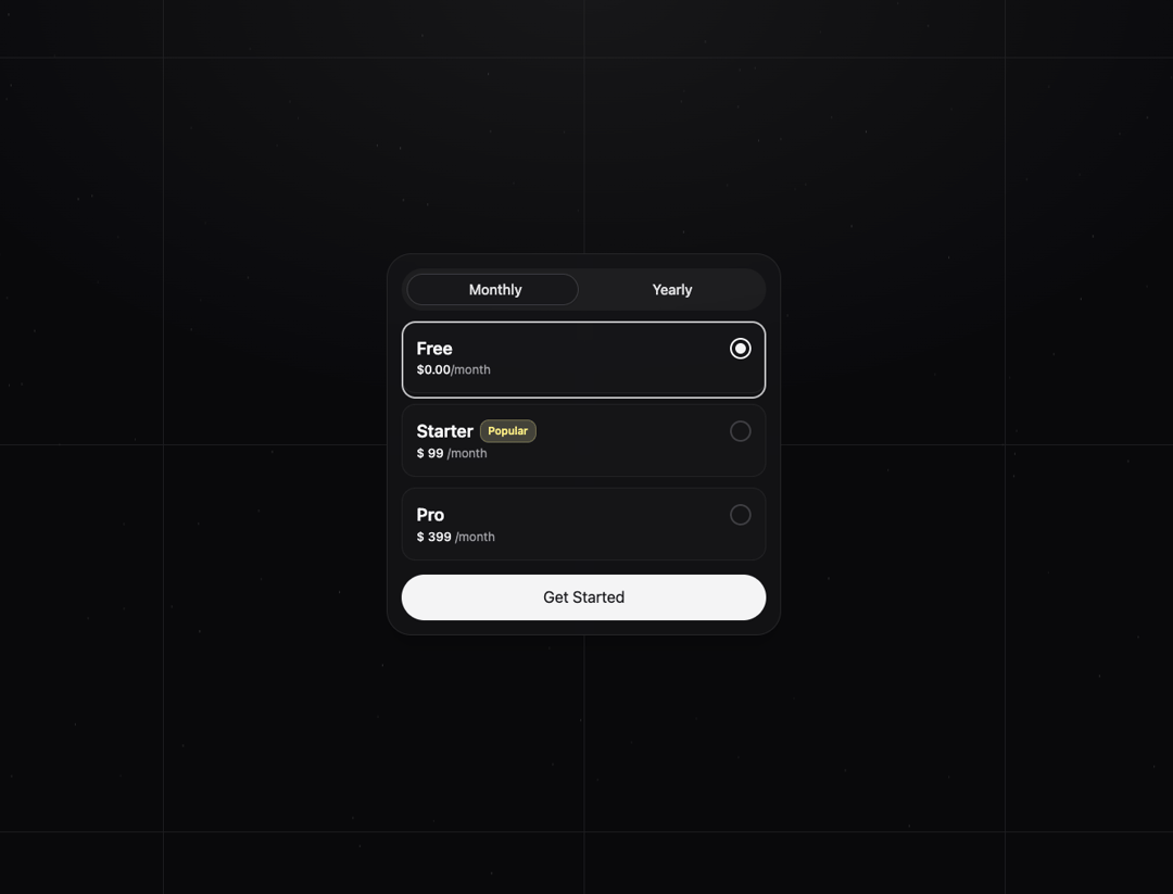Pricing Cards preview