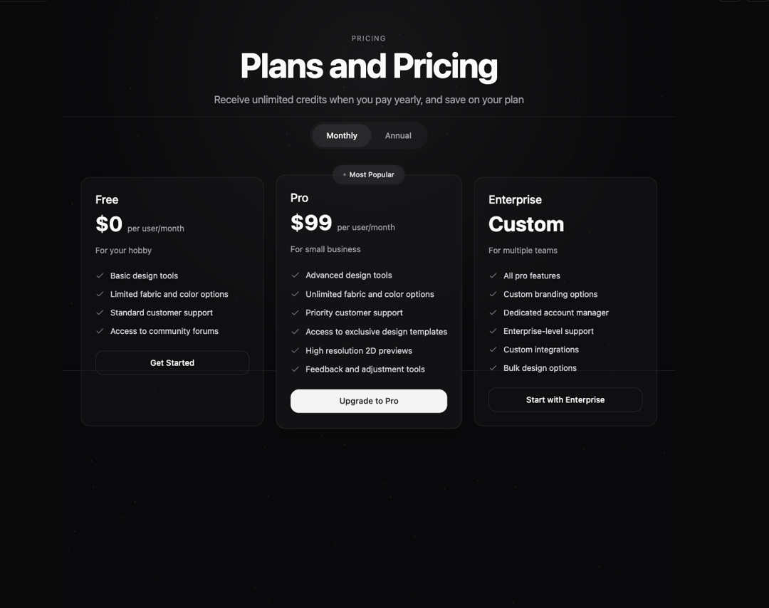 Pricing Cards preview