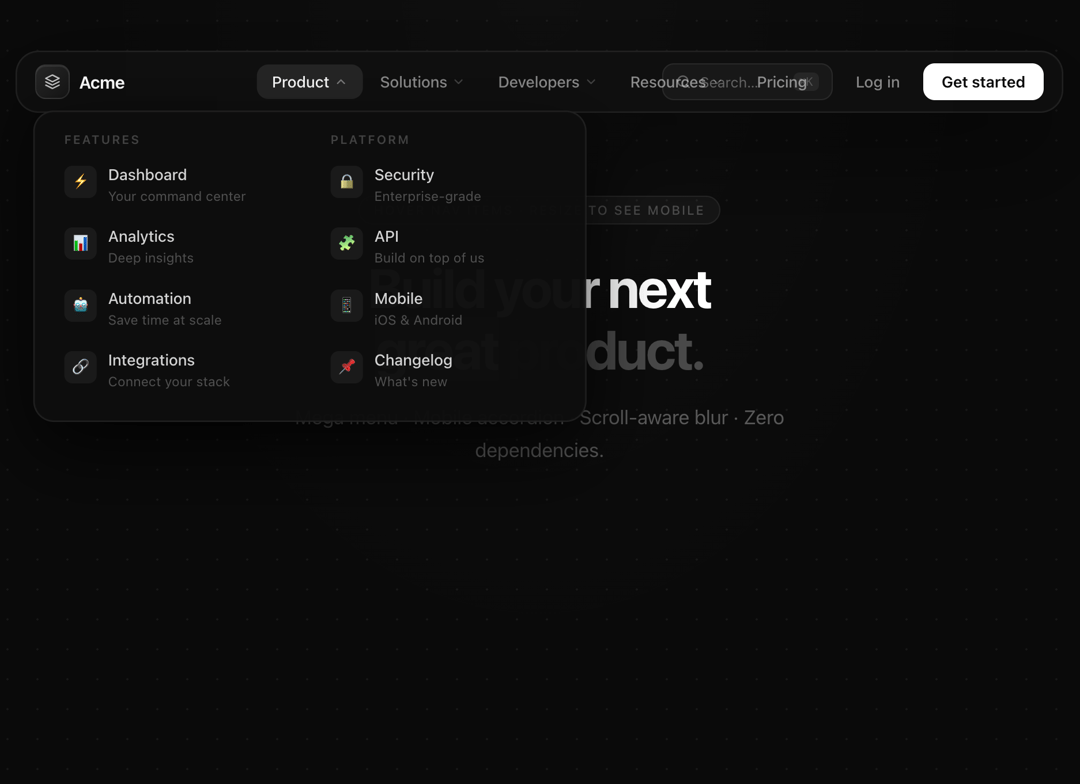 Navbar : multiple items preview