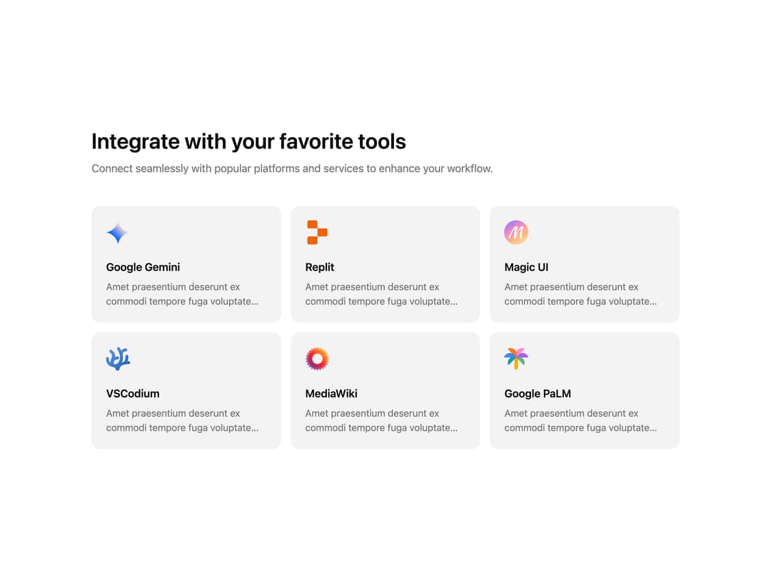 Integrations Card Grid preview