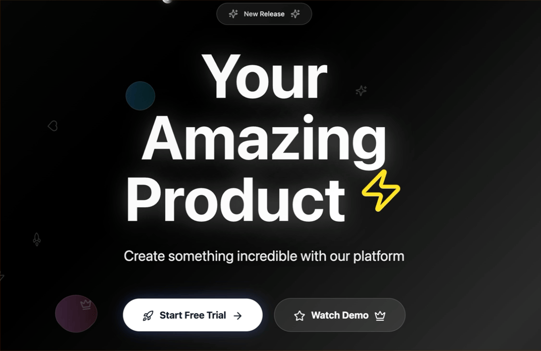 Hero Landing Page with Interactive Animations preview