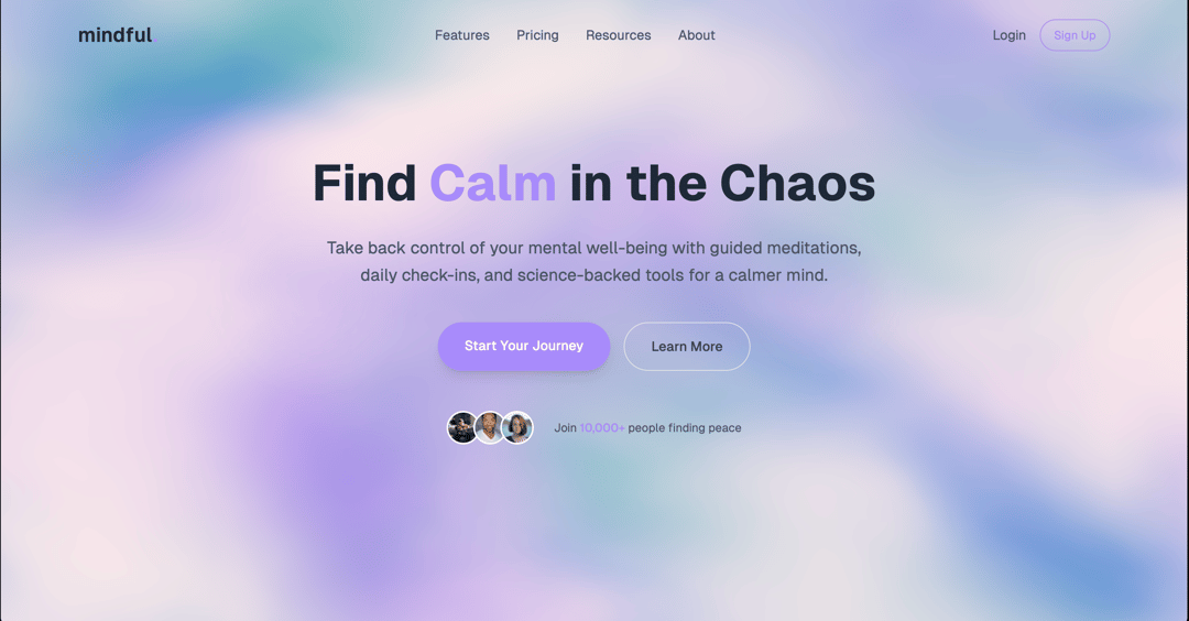 Landing page animated backgrounds preview