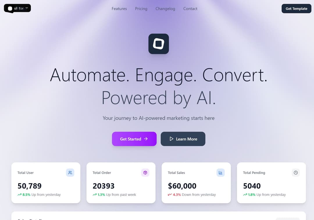 AI Marketing Hero Section preview