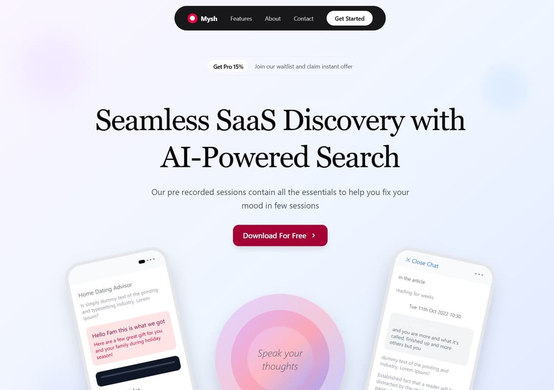 Discovery SaaS Hero Section preview