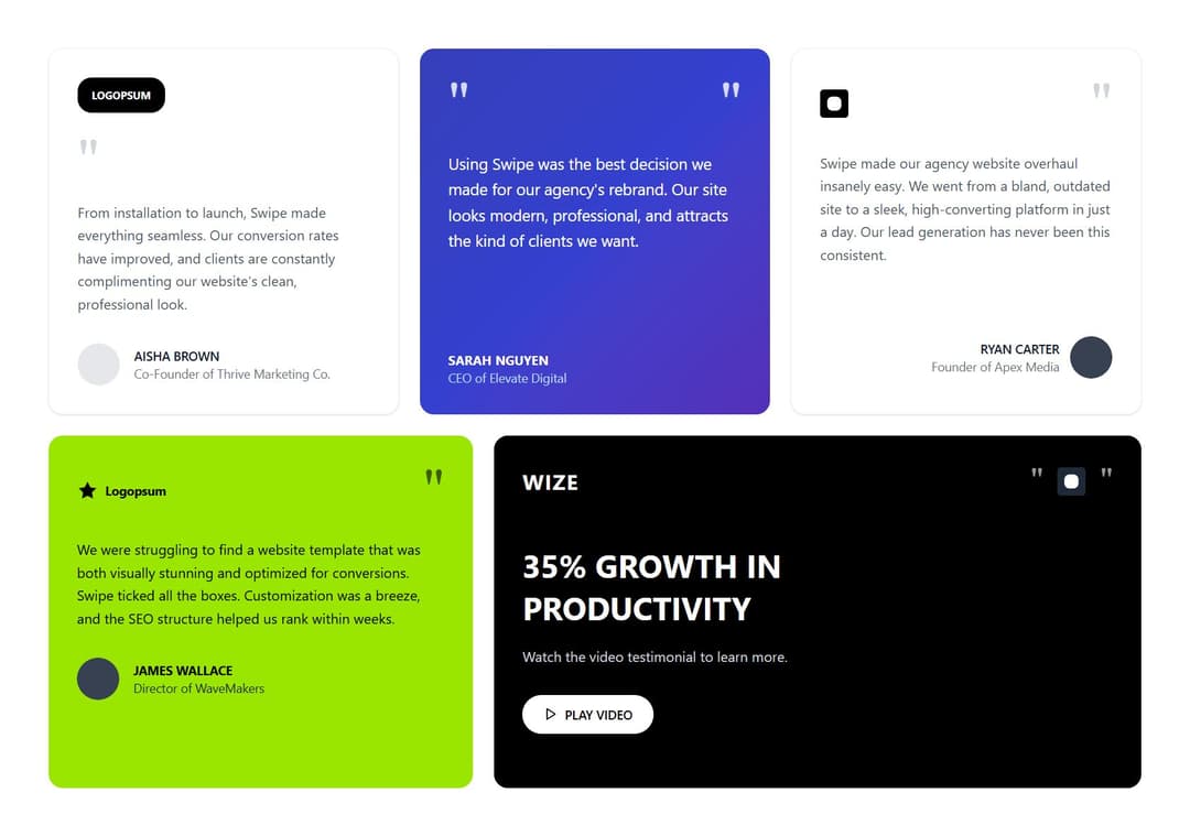 Premium Testimonials Section preview