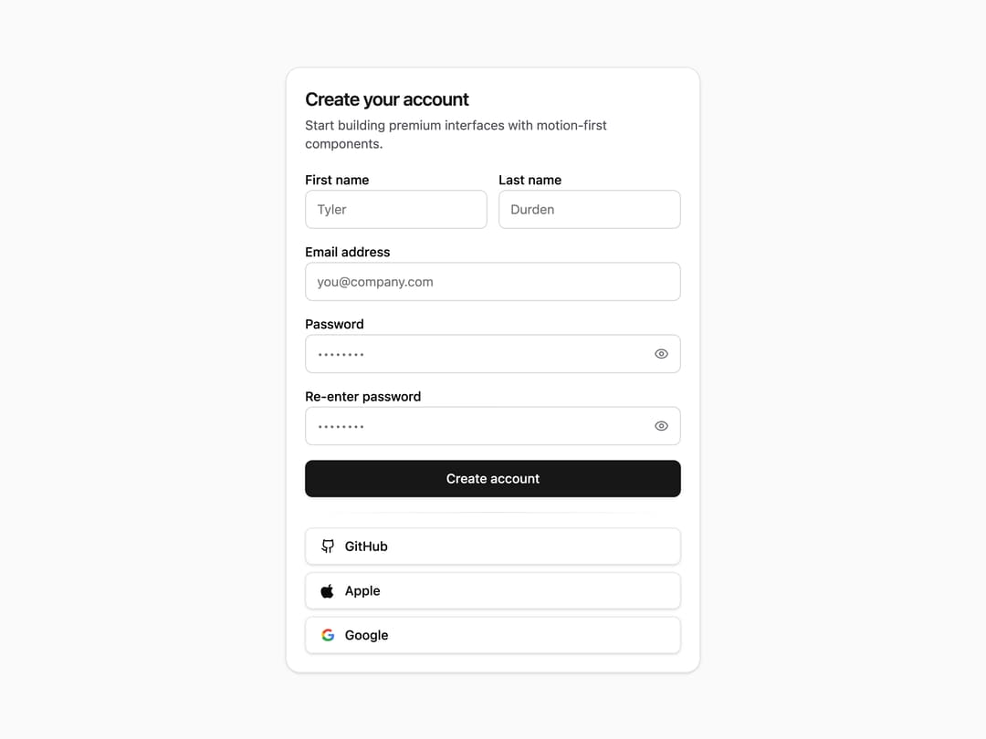 Signup Form preview