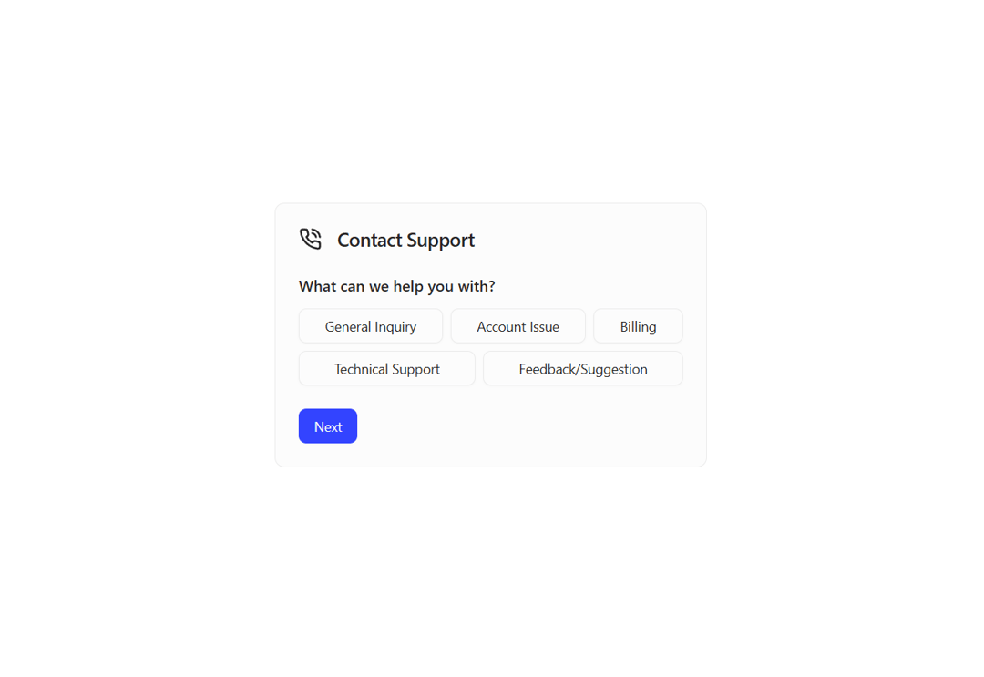 Contact Support Block preview