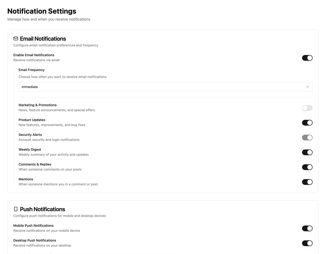 Notification Settings preview