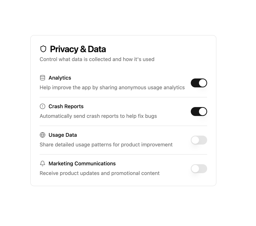 Privacy & Data Setting preview