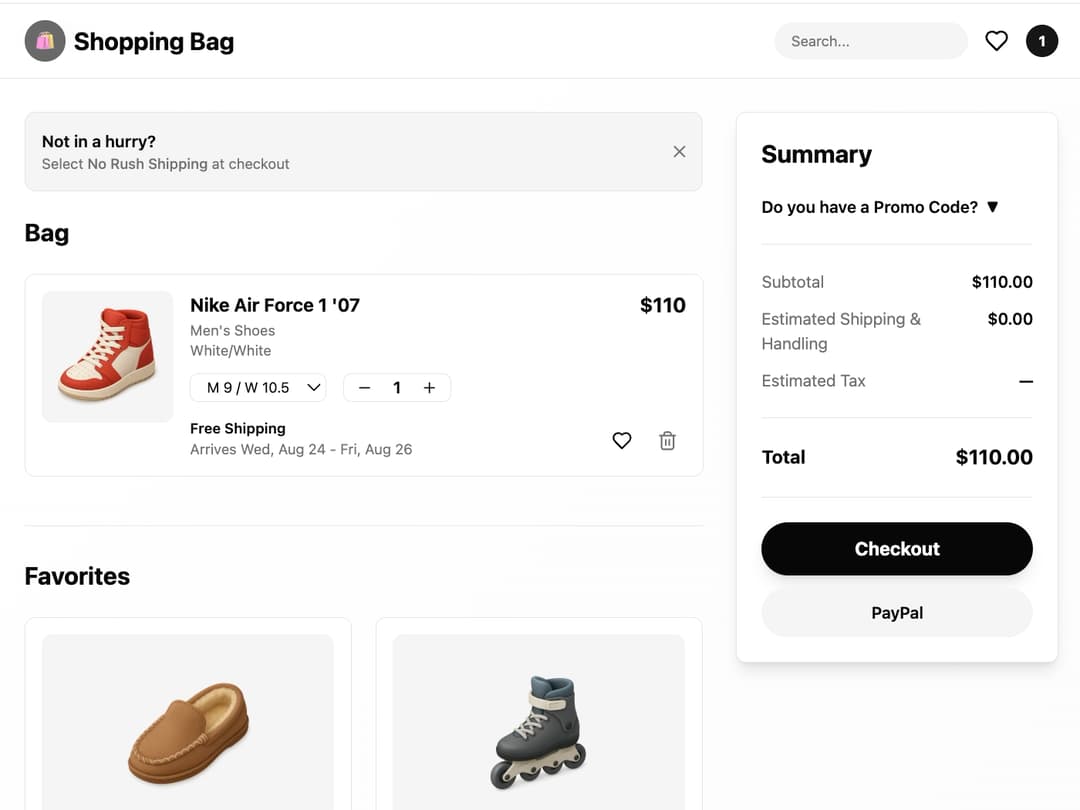 Bag Checkout preview