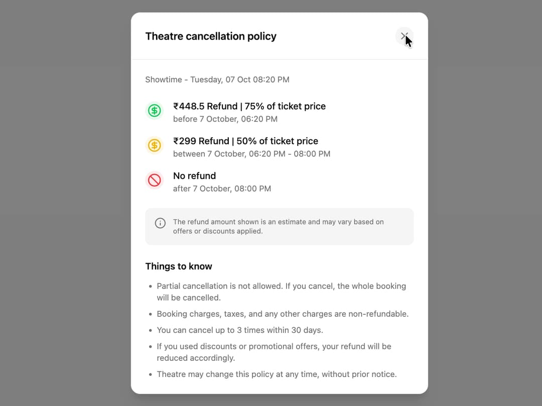 Cancellation Policy preview