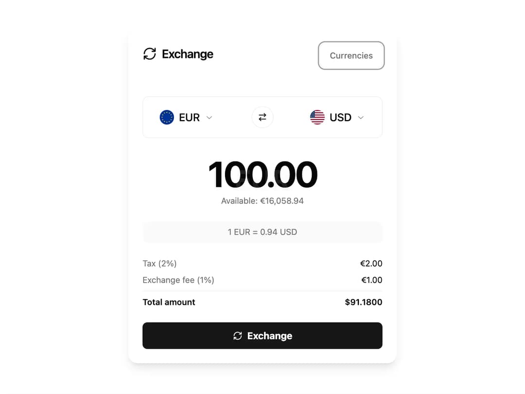 Currency Exchange Card preview