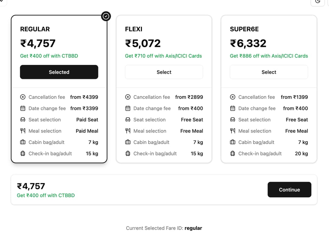 Fare Selector preview