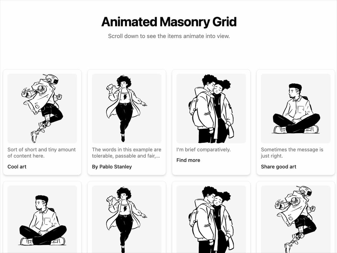Masonry Grid with Scroll Animation preview