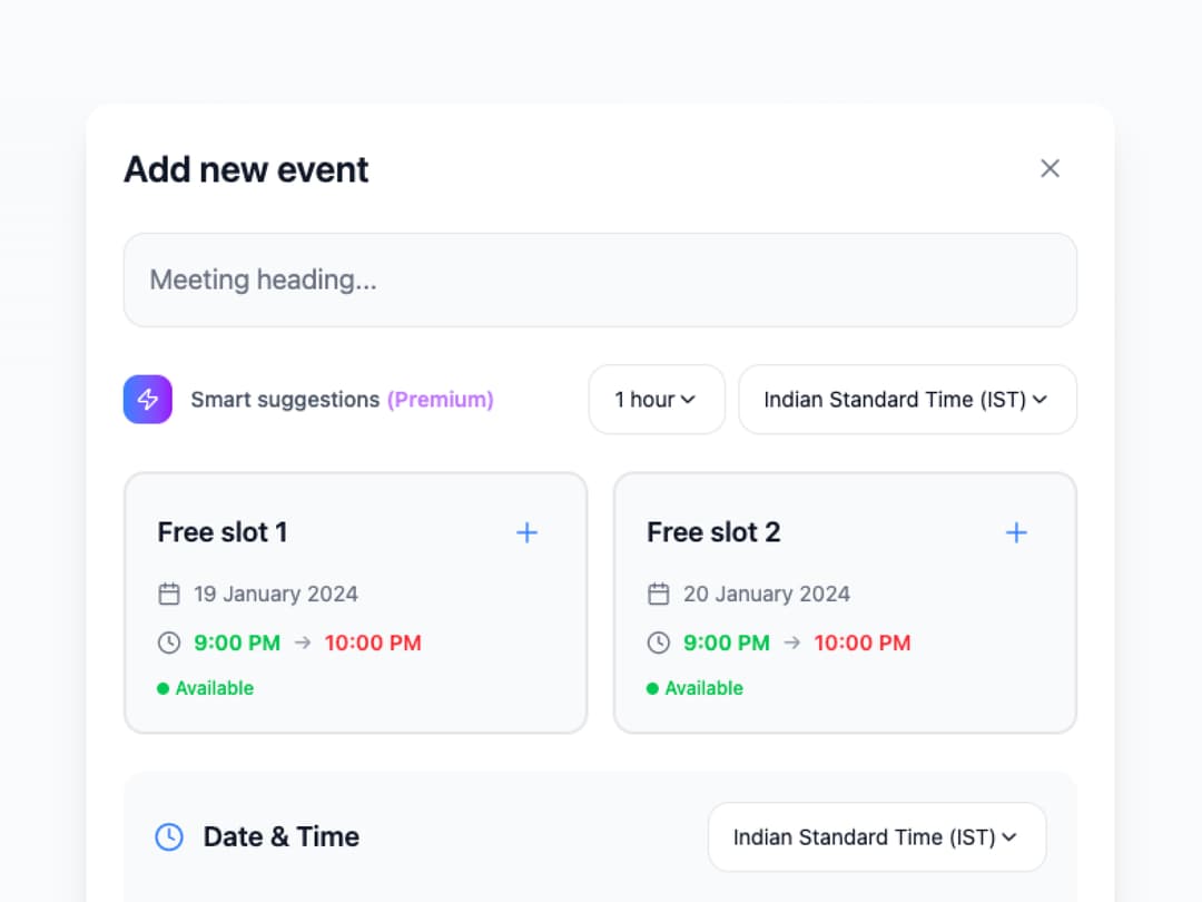 Meeting Event Form preview
